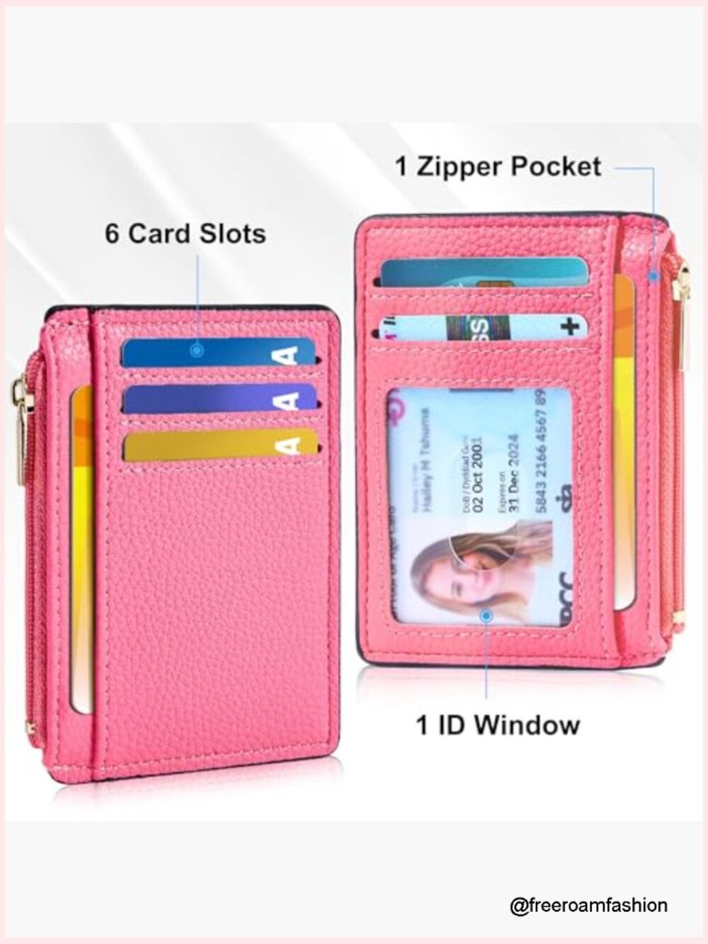 Slim RFID Blocking Credit Card Holder with ID Window - Picture 4 of 6